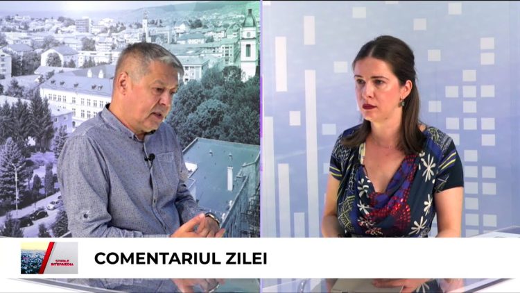 Cătălina Biholar și jurnalistul Sorin Avram discută în direct în emisiunea „Comentariul Zilei”.