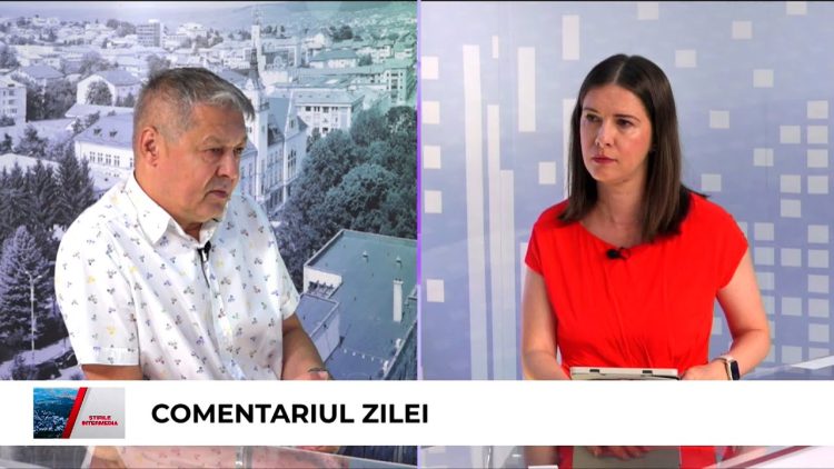 Cătălina Biholar și Sorin Avram în platoul emisiunii Comentariul Zilei.