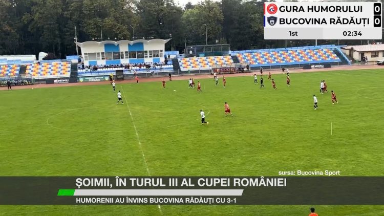 Meci între FC Șoimii Gura Humorului și Bucovina Rădăuți pe stadionul Areni din Suceava, scor final 3-1.